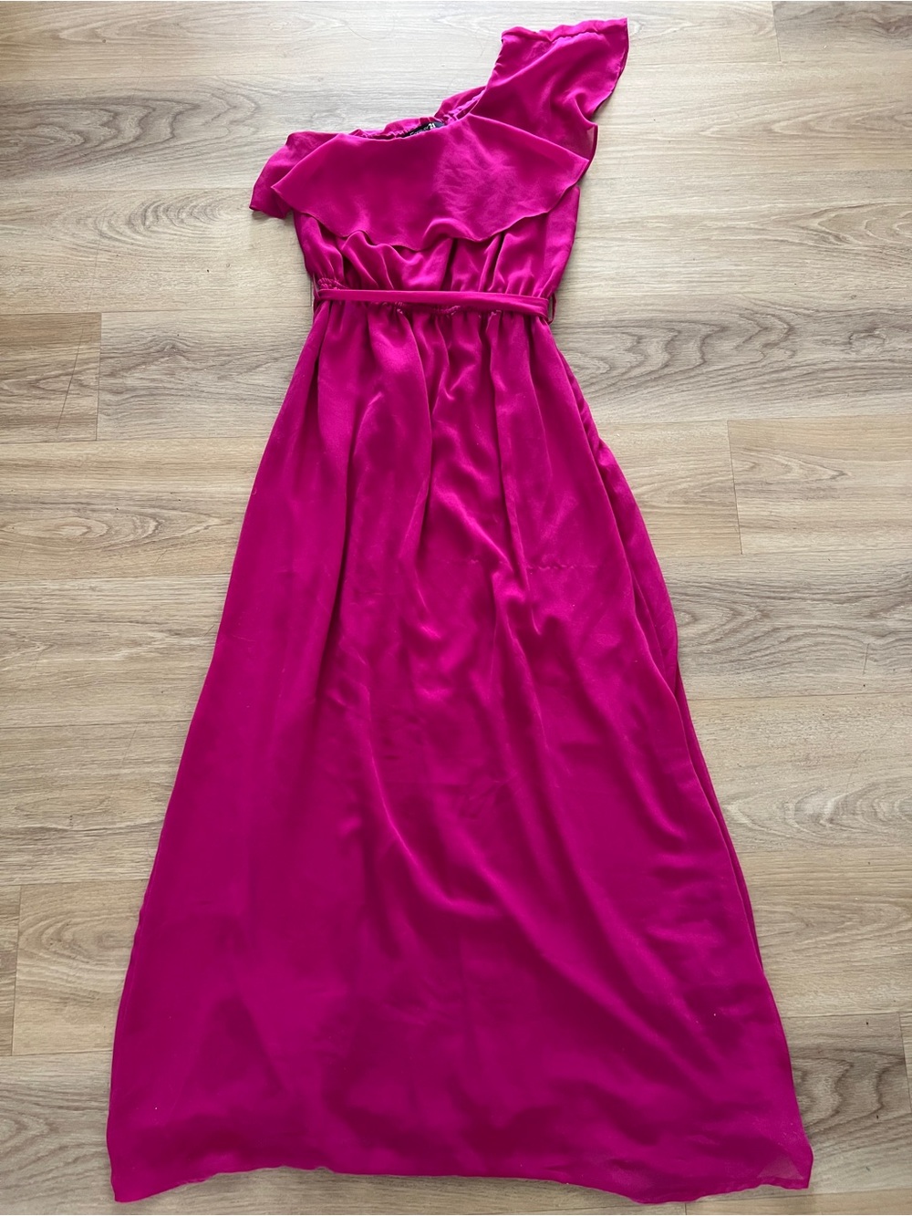 Forever 21 One-Shoulder Fuchsia Maxi Dress